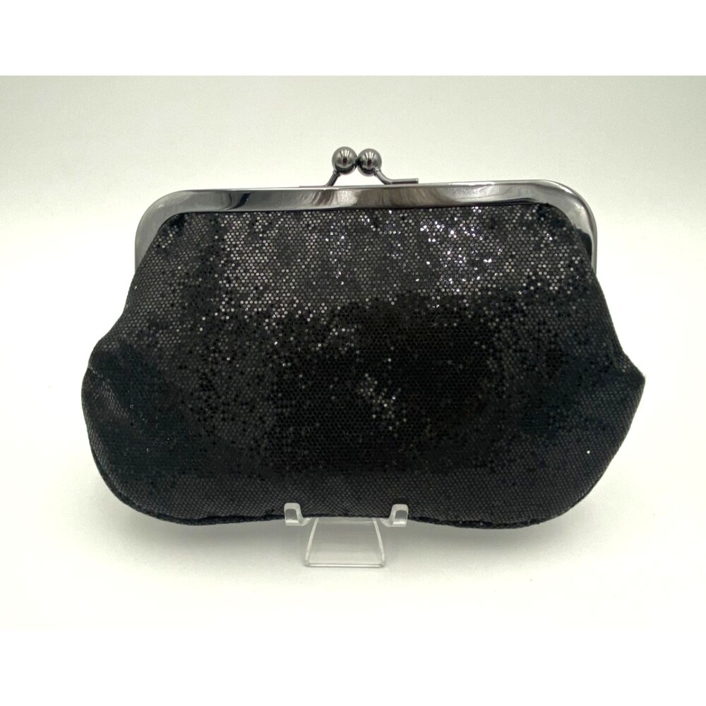 Express Black Sparkle Evening Clutch Purse w/ Chain Strap Wedding Formal Bag